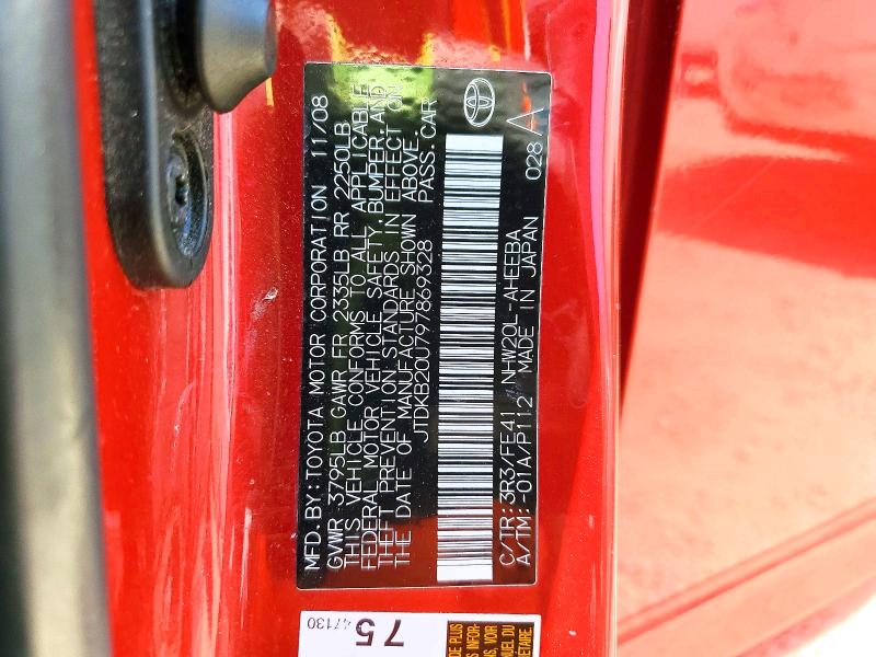 Aukcja sprzedaży 2009 Toyota Prius, vin: JTDKB20U797869328, numer aukcji: 59226536