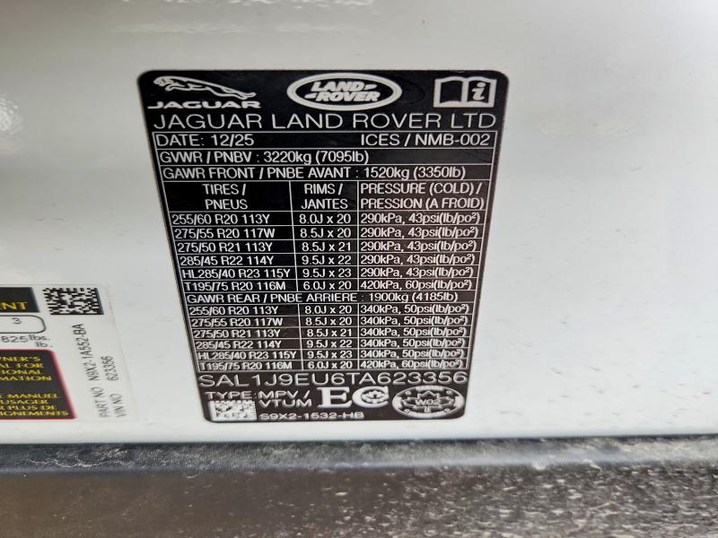 Aukcja sprzedaży 2026 Land Rover Range Rover Sport, vin: SAL1J9EU6TA623356, numer aukcji: 61970996
