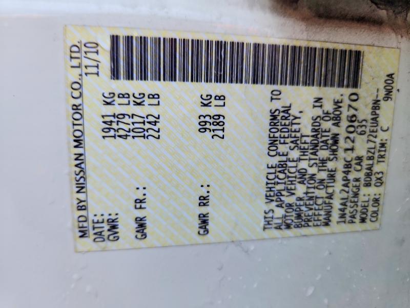 2011 Nissan Altima მანქანა იყიდება აუქციონზე, vin: 1N4AL2AP4BC120670, აუქციონის ნომერი: 60569256
