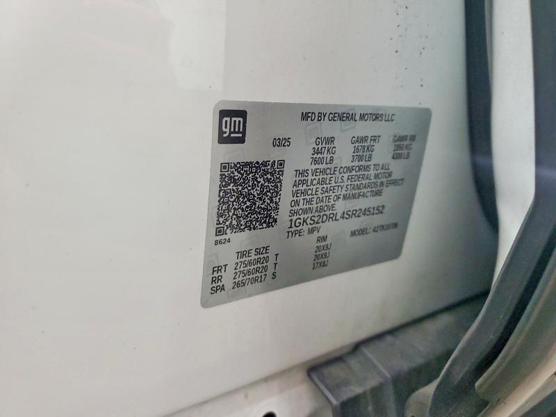 2025 Gmc Yukon მანქანა იყიდება აუქციონზე, vin: 1GKS2DRL4SR245152, აუქციონის ნომერი: 61816546