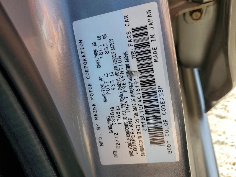 Aukcja sprzedaży 2012 Mazda Mazda3, vin: JM1BL1UF4C1619137, numer aukcji: 59306406