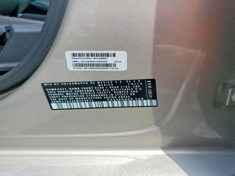 Aukcja sprzedaży 2015 Volkswagen Jetta, vin: 3VWD17AJ3FM233811, numer aukcji: 60976916