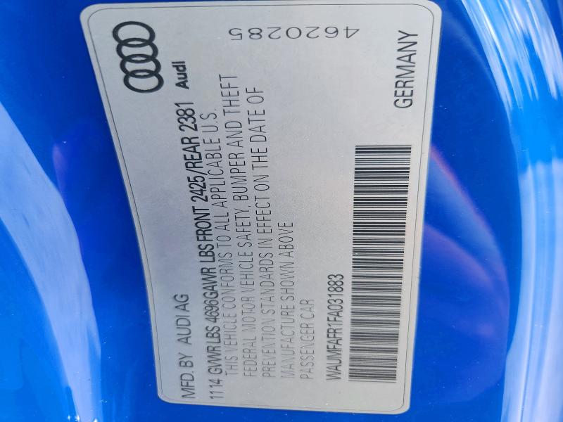 58209166 :رقم المزاد ، WAUMFAFR1FA031883 vin ، 2015 Audi A5 مزاد بيع