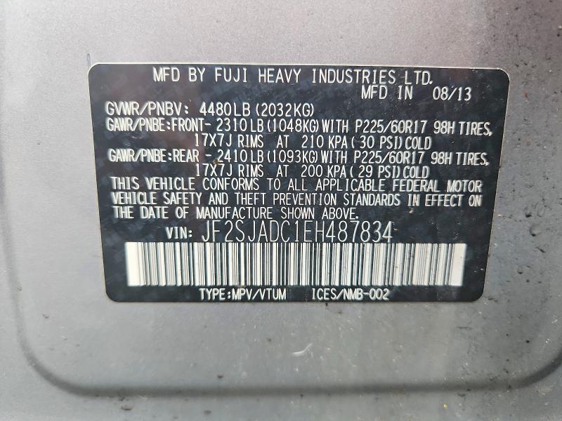 Продажа на аукционе авто 2014 Subaru Forester, vin: JF2SJADC1EH487834, номер лота: 59251556
