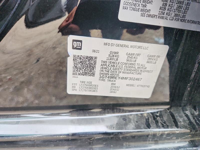 Aukcja sprzedaży 2021 Gmc Sierra, vin: 1GT49REY4MF302467, numer aukcji: 61473726