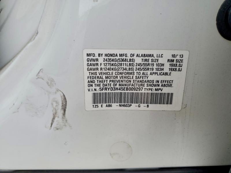 60722116 :رقم المزاد ، 5FRYD3H45EB009297 vin ، 2014 Acura Mdx مزاد بيع