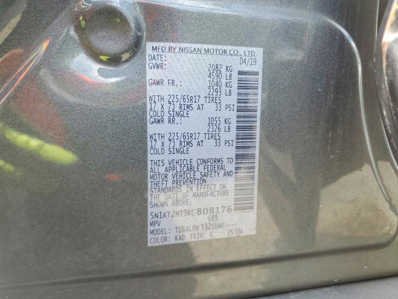 Aukcja sprzedaży 2019 Nissan Rogue, vin: 5N1AT2MT9KC808176, numer aukcji: 59533996