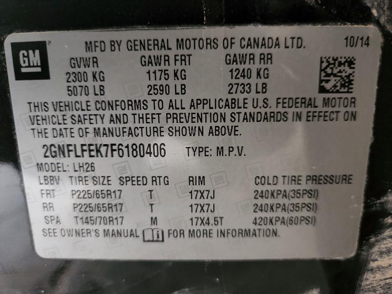 2015 Chevrolet Equinox მანქანა იყიდება აუქციონზე, vin: 2GNFLFEK7F6180406, აუქციონის ნომერი: 62064146
