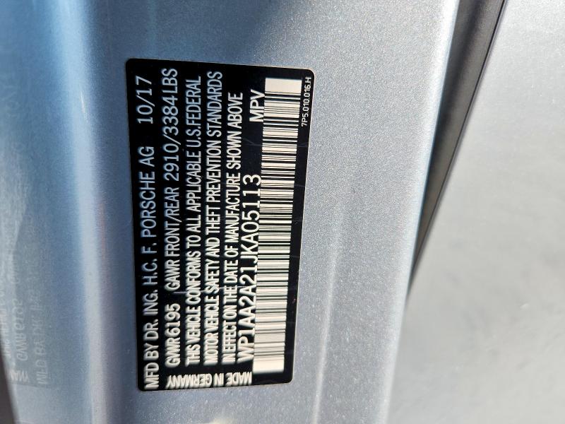 2018 Porsche Cayenne მანქანა იყიდება აუქციონზე, vin: WP1AA2A21JKA05113, აუქციონის ნომერი: 62397026