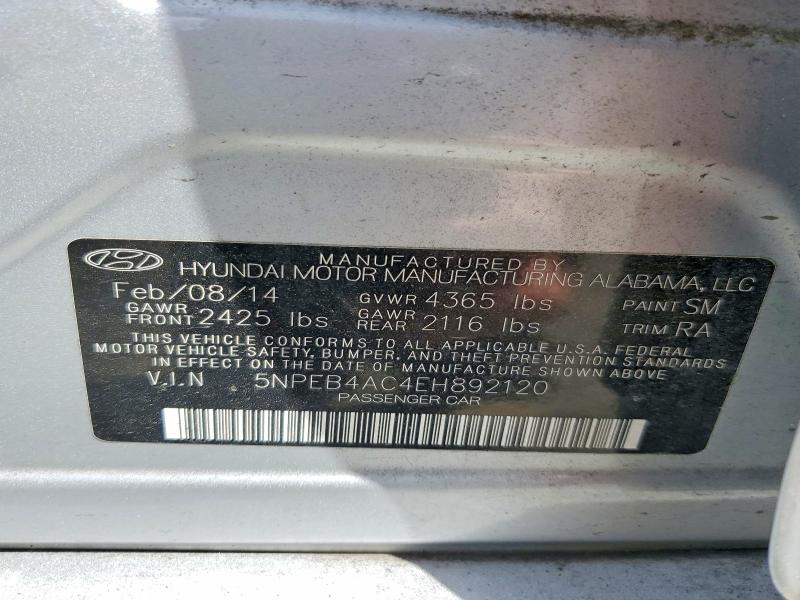 Продаж на аукціоні авто 2014 Hyundai Sonata, vin: 5NPEB4AC4EH892120, номер лоту: 60433926