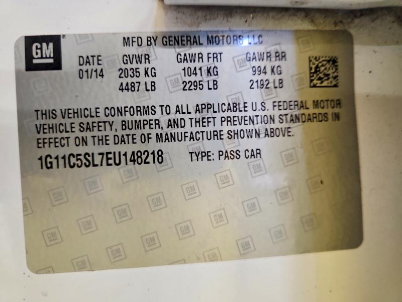2014 Chevrolet Malibu მანქანა იყიდება აუქციონზე, vin: 1G11C5SL7EU148218, აუქციონის ნომერი: 62446426