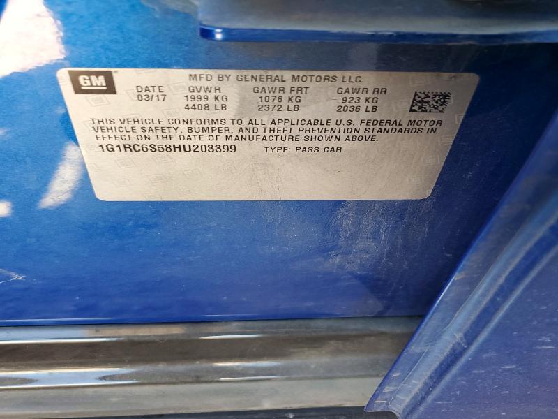 2017 Chevrolet Volt მანქანა იყიდება აუქციონზე, vin: 1G1RC6S58HU203399, აუქციონის ნომერი: 59916696