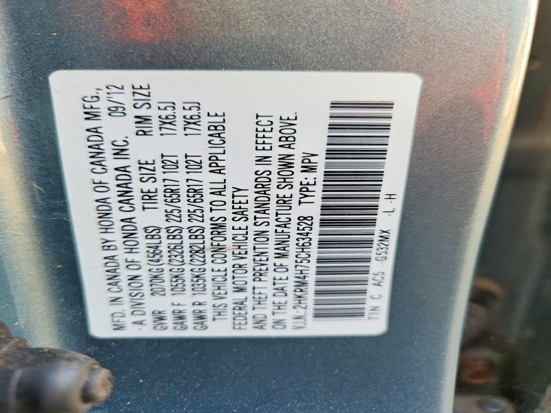 Продаж на аукціоні авто 2012 Honda Cr-v, vin: 2HKRM4H75CH634528, номер лоту: 61384586