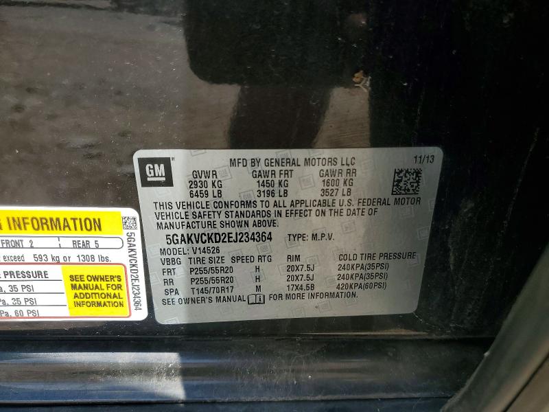 Продаж на аукціоні авто 2014 Buick Enclave, vin: 5GAKVCKD2EJ234364, номер лоту: 59829666