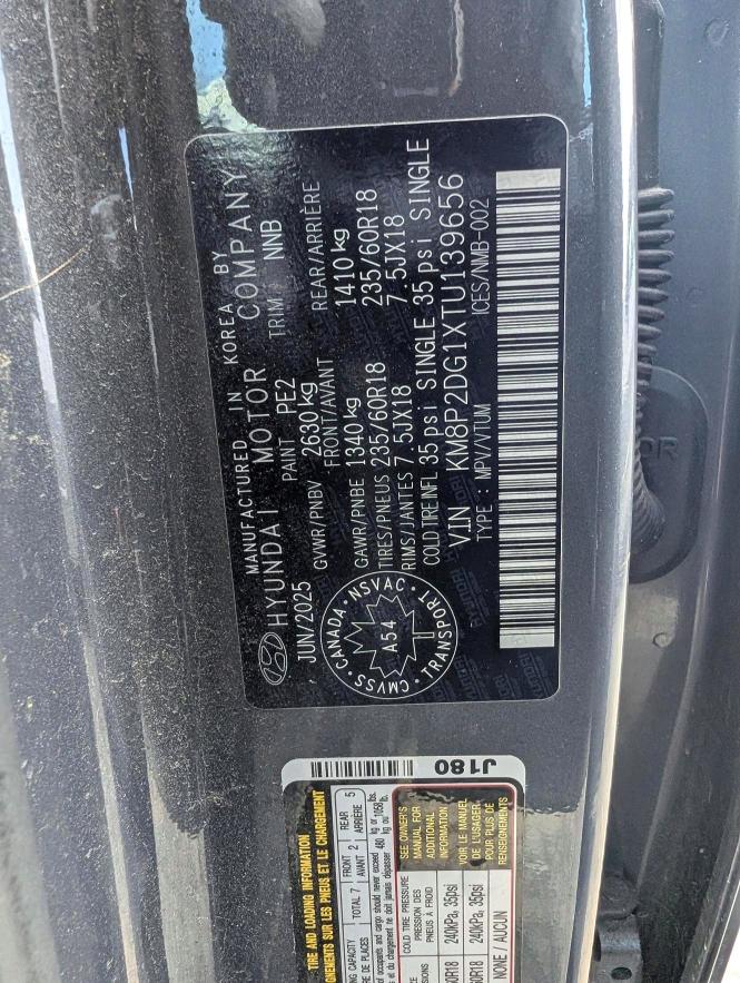 Aukcja sprzedaży 2026 Hyundai Santa Fe, vin: KM8P2DG1XTU139656, numer aukcji: 60173106