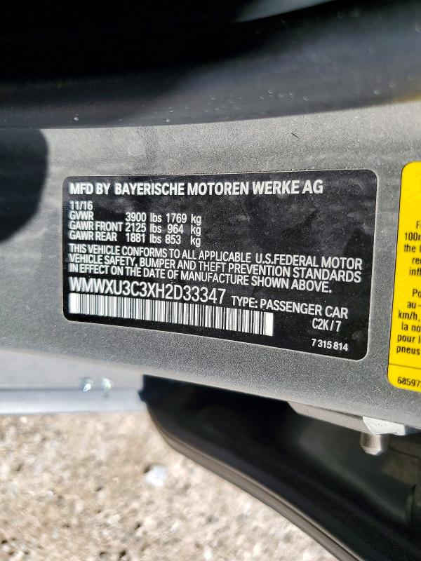 Aukcja sprzedaży 2017 Mini Cooper, vin: WMWXU3C3XH2D33347, numer aukcji: 85977195