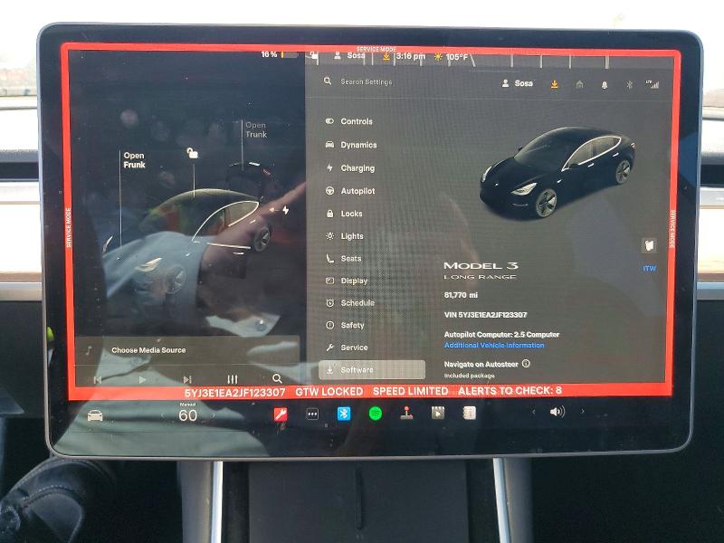 62295656 :رقم المزاد ، 5YJ3E1EA2JF123307 vin ، 2018 Tesla Model 3 مزاد بيع