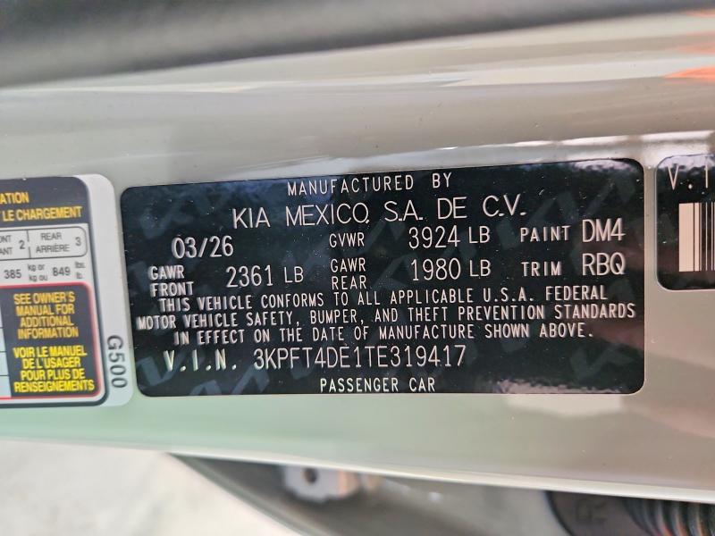Продаж на аукціоні авто 2026 Kia K4, vin: 3KPFT4DE1TE319417, номер лоту: 61861456