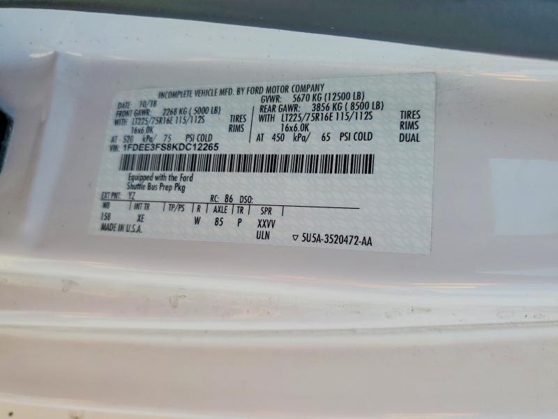 68066006 :رقم المزاد ، 1FDEE3FS8KDC12265 vin ، 2019 Ford Econoline مزاد بيع