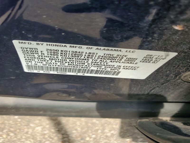 Продажа на аукционе авто 2017 Honda Pilot, vin: 5FNYF6H52HB079267, номер лота: 62385626