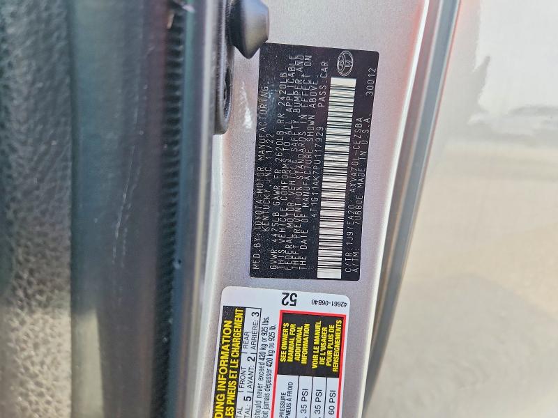 Продажа на аукционе авто 2023 Toyota Camry, vin: 4T1G11AK7PU117929, номер лота: 62592146