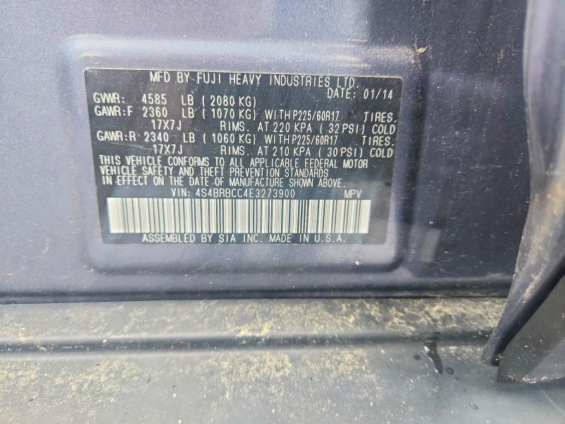 63285826 :رقم المزاد ، 4S4BRBCC4E3273900 vin ، 2014 Subaru Outback مزاد بيع