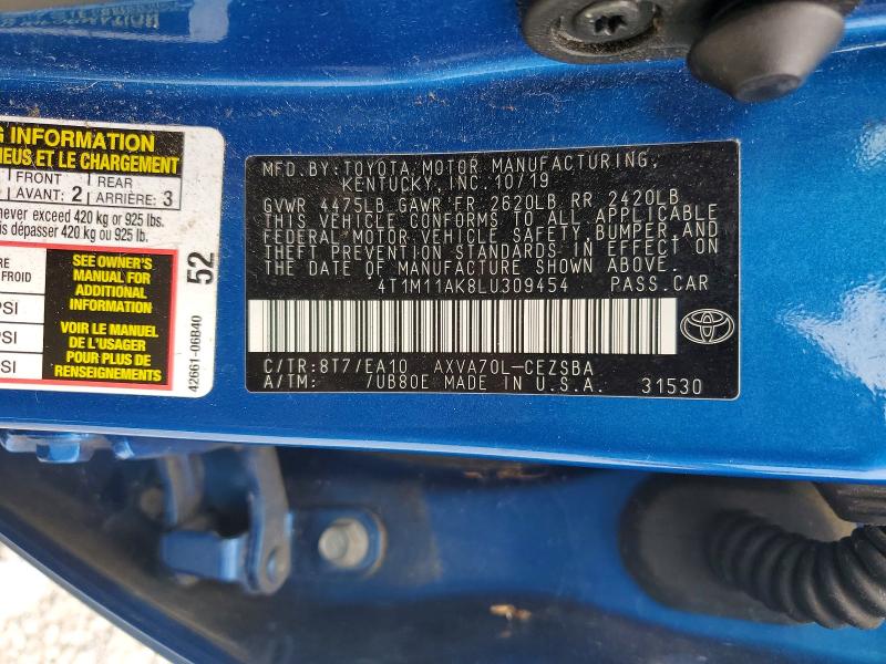 Продаж на аукціоні авто 2020 Toyota Camry, vin: 4T1M11AK8LU309454, номер лоту: 61867696