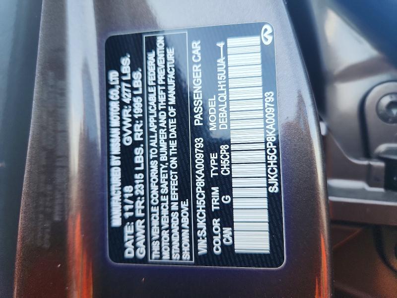 61881046 :رقم المزاد ، SJKCH5CP8KA009793 vin ، 2019 Infiniti Qx30 مزاد بيع