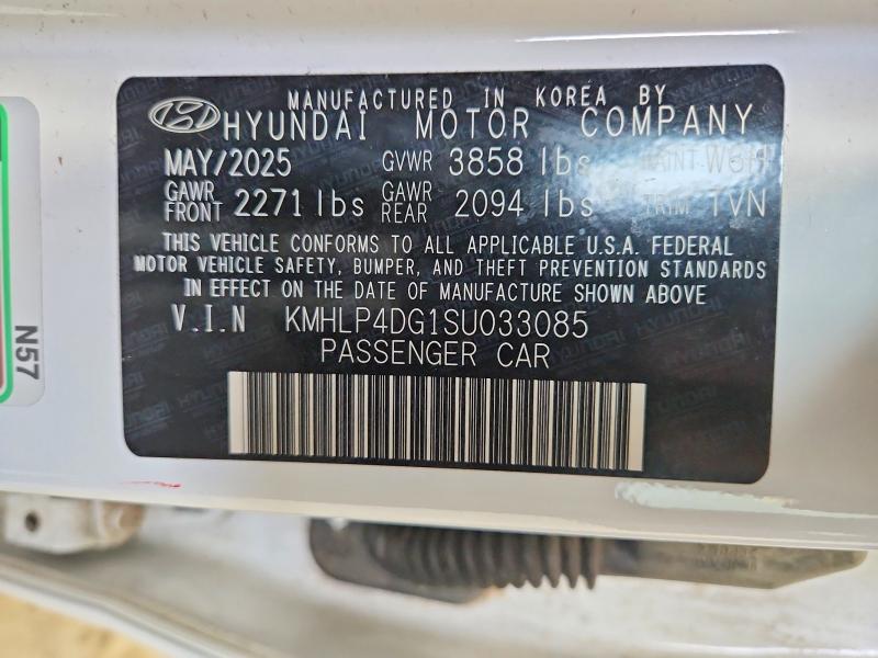 62504736 :رقم المزاد ، KMHLP4DG1SU033085 vin ، 2025 Hyundai Elantra مزاد بيع