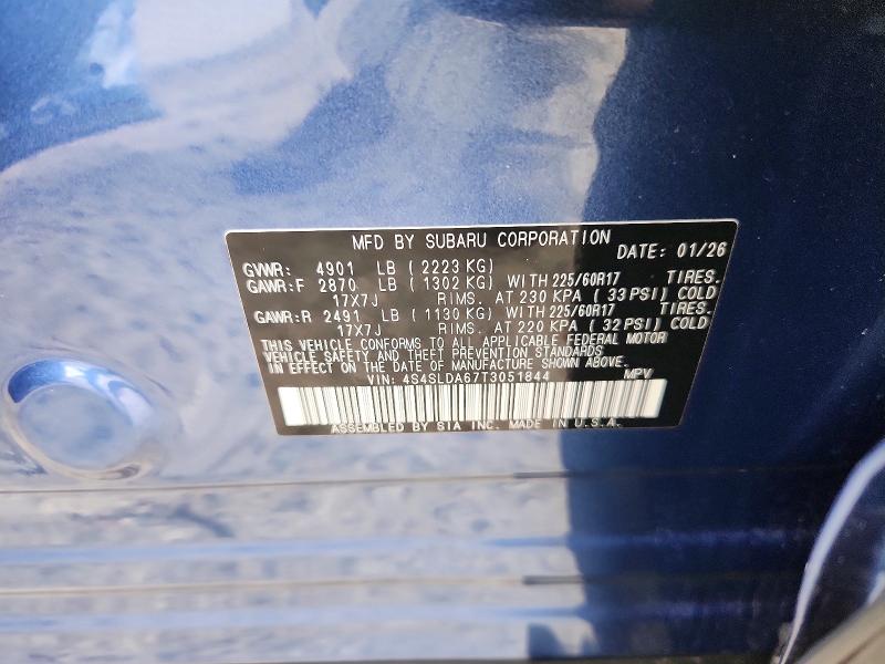 2026 Subaru Forester მანქანა იყიდება აუქციონზე, vin: 4S4SLDA67T3051844, აუქციონის ნომერი: 63336886