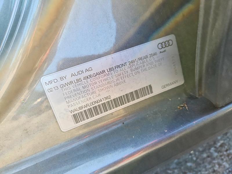 2013 Audi A4 მანქანა იყიდება აუქციონზე, vin: WAUBFAFL0DN041362, აუქციონის ნომერი: 62432136