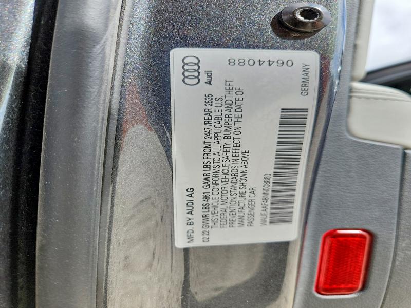 Продаж на аукціоні авто 2022 Audi A4, vin: WAUEAAF48NN008860, номер лоту: 58624556