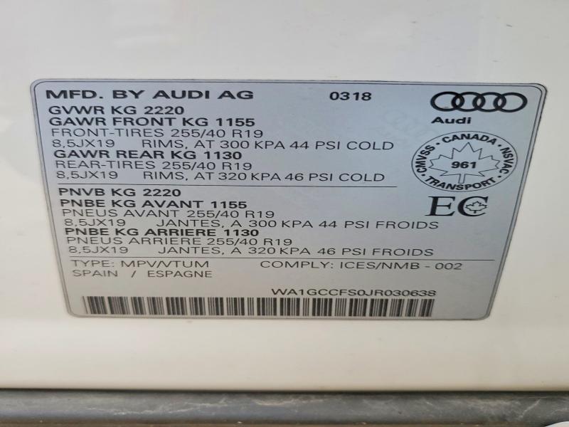 Продаж на аукціоні авто 2018 Audi Q3, vin: WA1GCCFS0JR030638, номер лоту: 61352196
