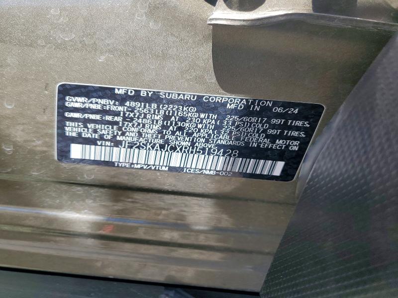 63382476 :رقم المزاد ، JF2SKAJCXRH519428 vin ، 2024 Subaru Forester مزاد بيع