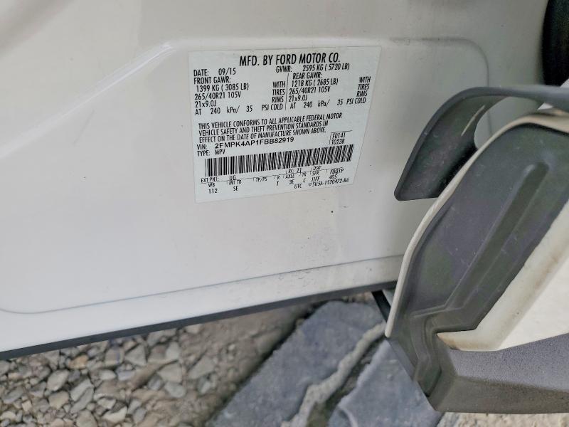 62615566 :رقم المزاد ، 2FMPK4AP1FBB82919 vin ، 2015 Ford Edge مزاد بيع