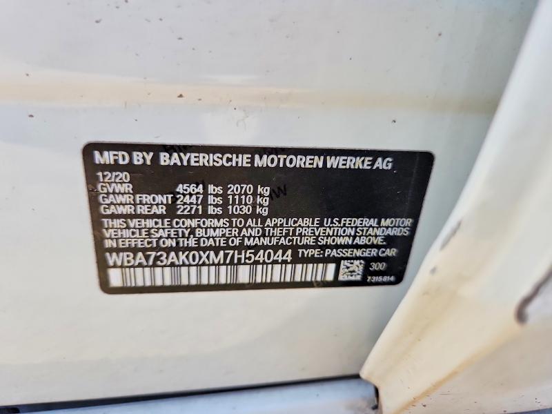 Auction sale of the 2021 Bmw 228xi, vin: WBA73AK0XM7H54044, lot number: 61017526