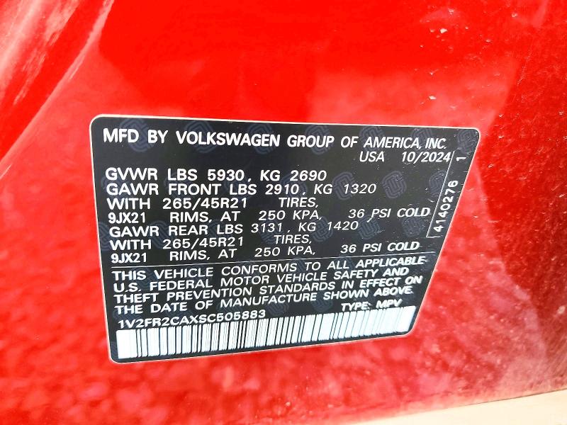 Aukcja sprzedaży 2025 Volkswagen Atlas, vin: 1V2FR2CAXSC505883, numer aukcji: 61515156