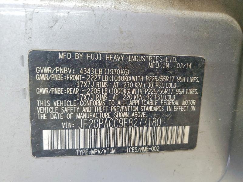 62627476 :رقم المزاد ، JF2GPACC9E8273180 vin ، 2014 Subaru Xv Crosstrek مزاد بيع