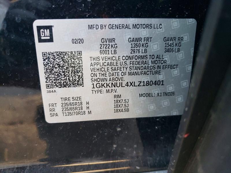 61292666 :رقم المزاد ، 1GKKNUL4XLZ180401 vin ، 2020 Gmc Acadia مزاد بيع