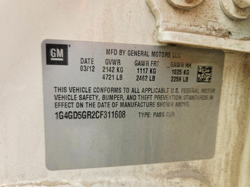 Продажа на аукционе авто 2012 Buick Lacrosse, vin: 1G4GD5GR2CF311608, номер лота: 62859886