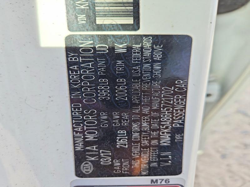 Auction sale of the 2017 Kia Forte5, vin: KNAFK5A86H5721702, lot number: 62844456