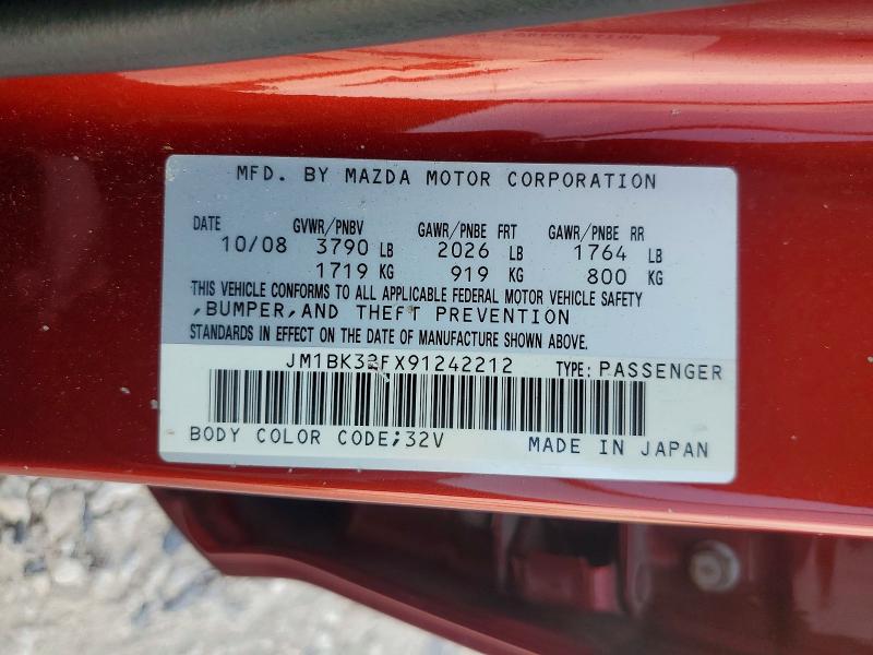 Aukcja sprzedaży 2009 Mazda 3, vin: JM1BK32FX91242212, numer aukcji: 62136636