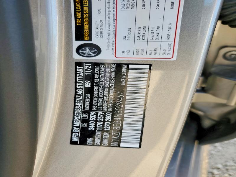 Продажа на аукционе авто 2022 Mercedes-benz E, vin: W1KZF8EB4NB029467, номер лота: 61039026