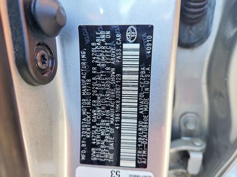 Aukcja sprzedaży 2018 Toyota Camry, vin: 4T1B61HK8JU067129, numer aukcji: 62392846