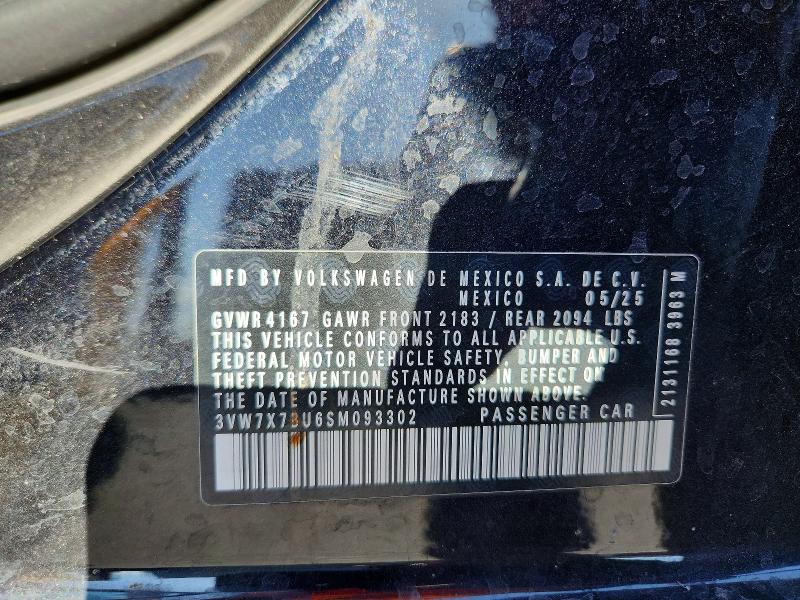 Aukcja sprzedaży 2025 Volkswagen Jetta, vin: 3VW7X7BU6SM093302, numer aukcji: 62576646