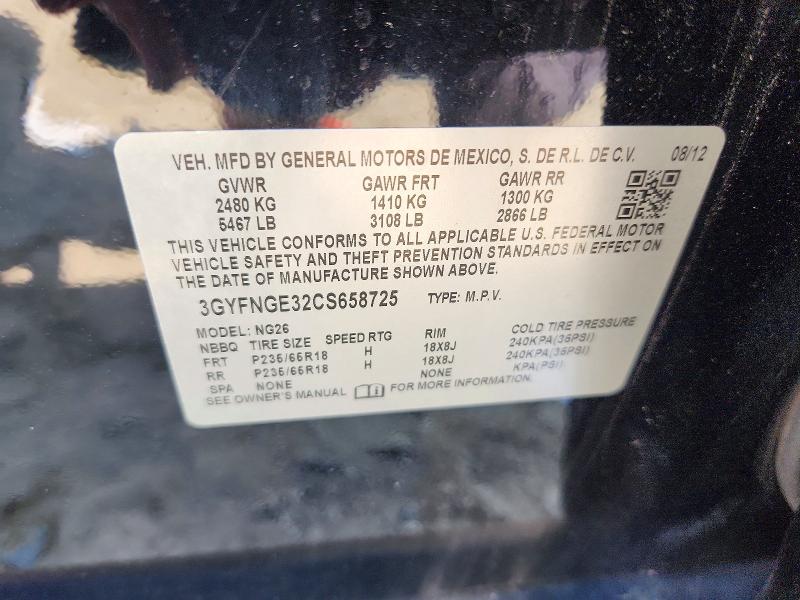 2012 Cadillac Srx მანქანა იყიდება აუქციონზე, vin: 3GYFNGE32CS658725, აუქციონის ნომერი: 58988376