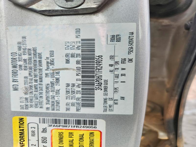 2015 Ford Fusion მანქანა იყიდება აუქციონზე, vin: 3FA6P0H71FR249056, აუქციონის ნომერი: 60783326