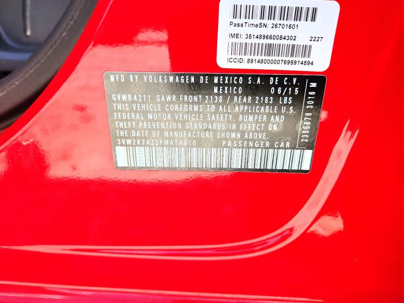 Aukcja sprzedaży 2015 Volkswagen Jetta, vin: 3VW2K7AJ2FM414810, numer aukcji: 61716386