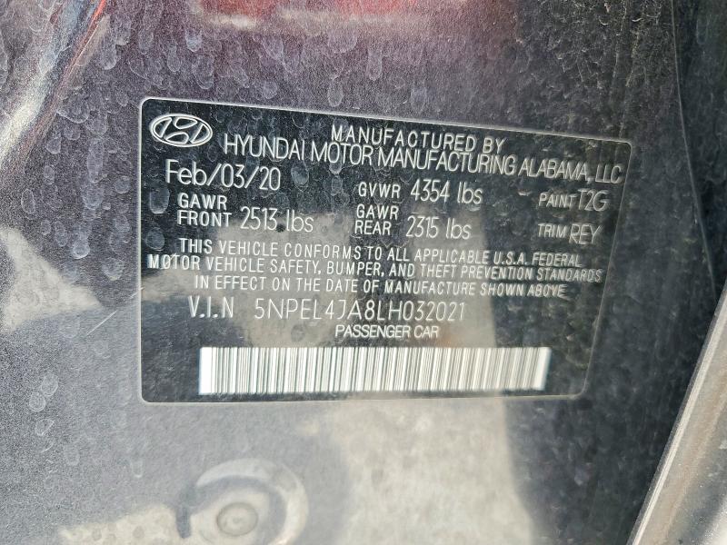 2020 Hyundai Sonata მანქანა იყიდება აუქციონზე, vin: 5NPEL4JA8LH032021, აუქციონის ნომერი: 59648126