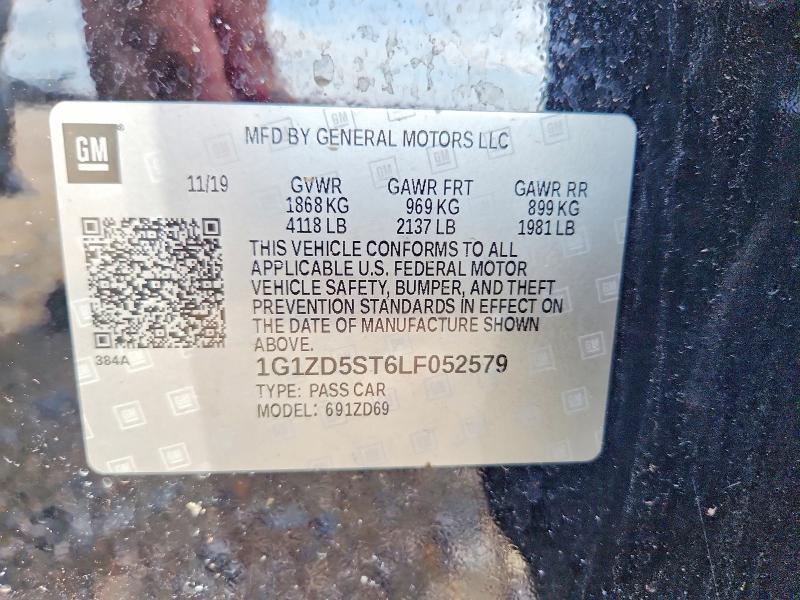 Aukcja sprzedaży 2020 Chevrolet Malibu, vin: 1G1ZD5ST6LF052579, numer aukcji: 59878076